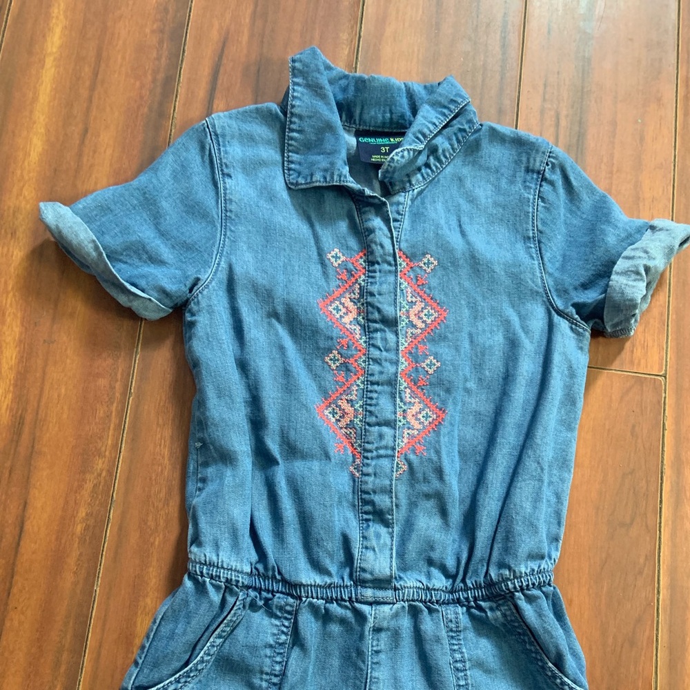 Genuinekids by Oshkosh girls chambray denim romper